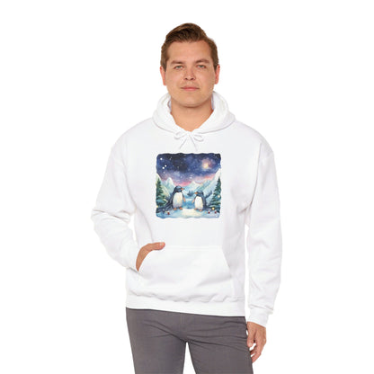 Snowy Christmas Penguins - Hooded Sweatshirt