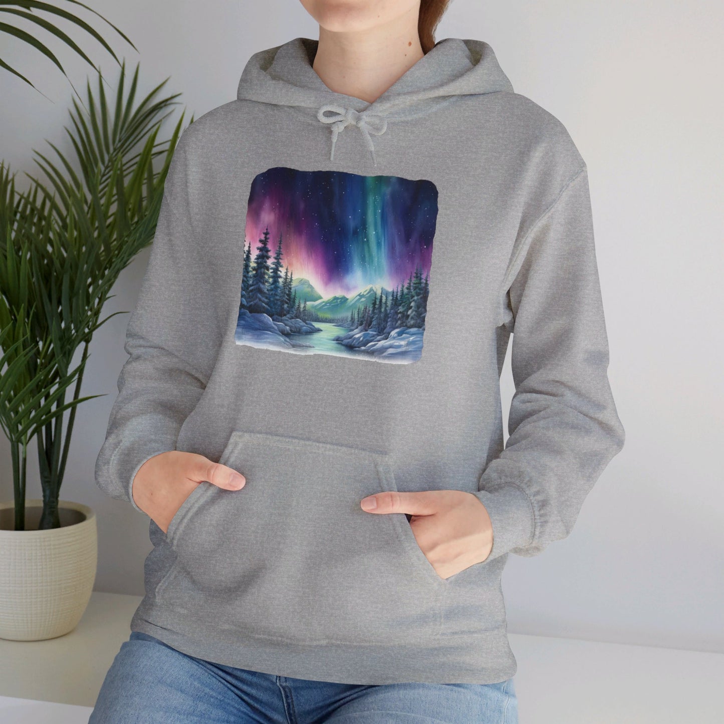 Northern Lights Watercolor - Hooded Sweatshirt