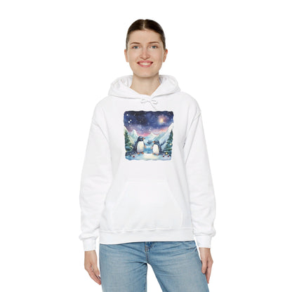 Snowy Christmas Penguins - Hooded Sweatshirt