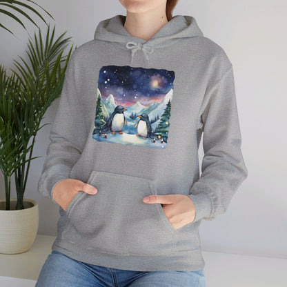 Snowy Christmas Penguins - Hooded Sweatshirt