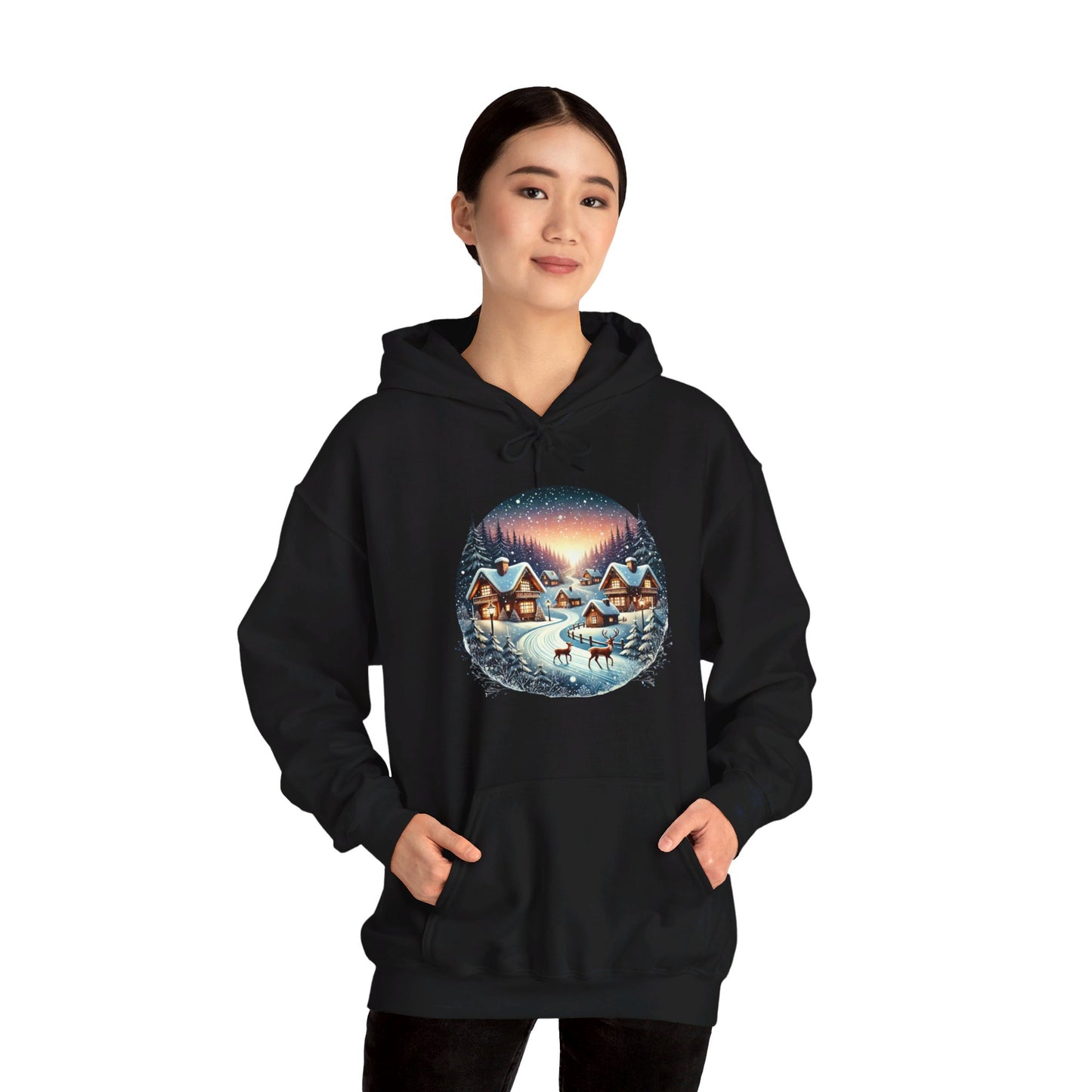 Snow Night Christmas Village - Hooded Sweatshirt