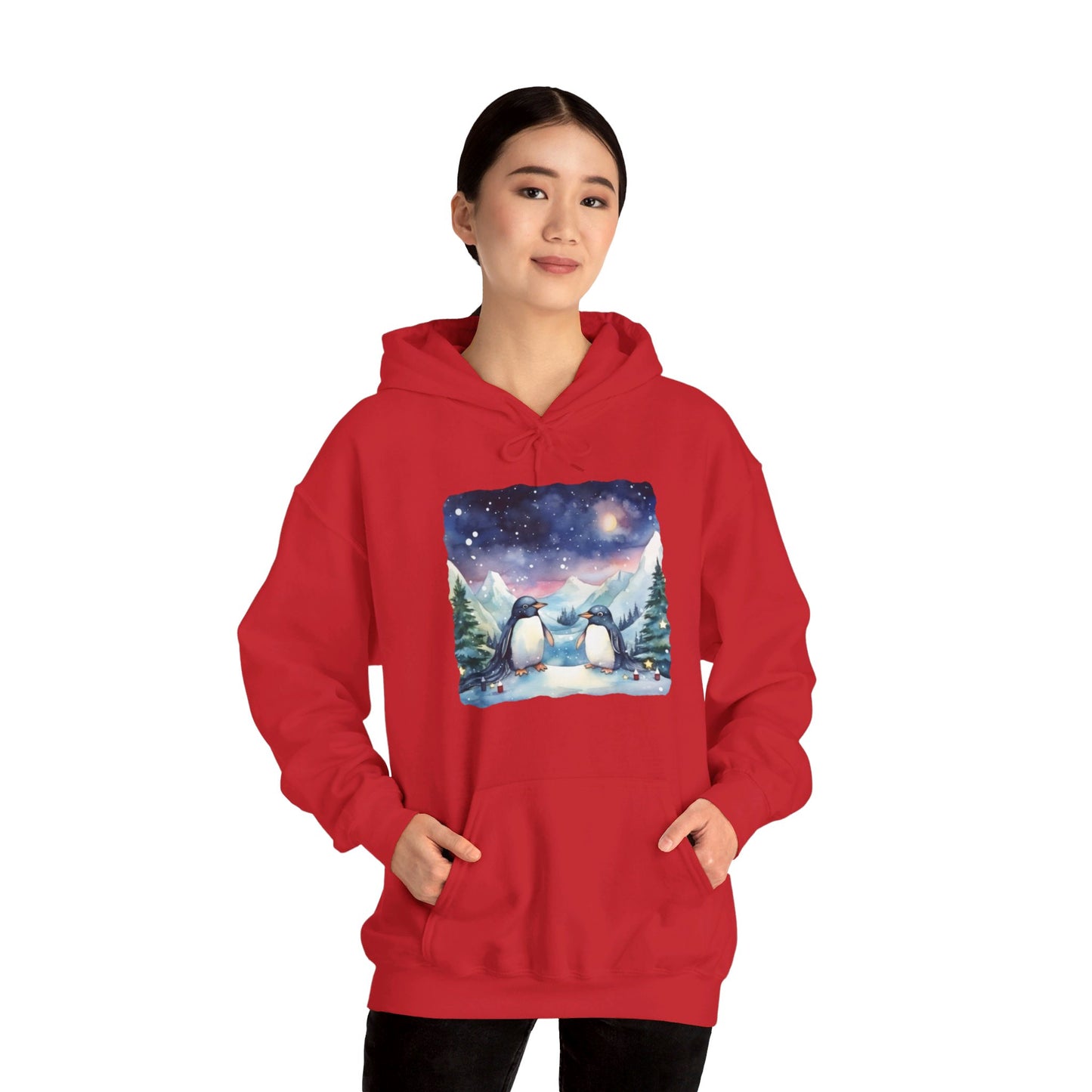 Snowy Christmas Penguins - Hooded Sweatshirt