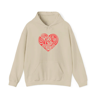 Heartfelt Love, Bold Red Heart - Hooded Sweatshirt