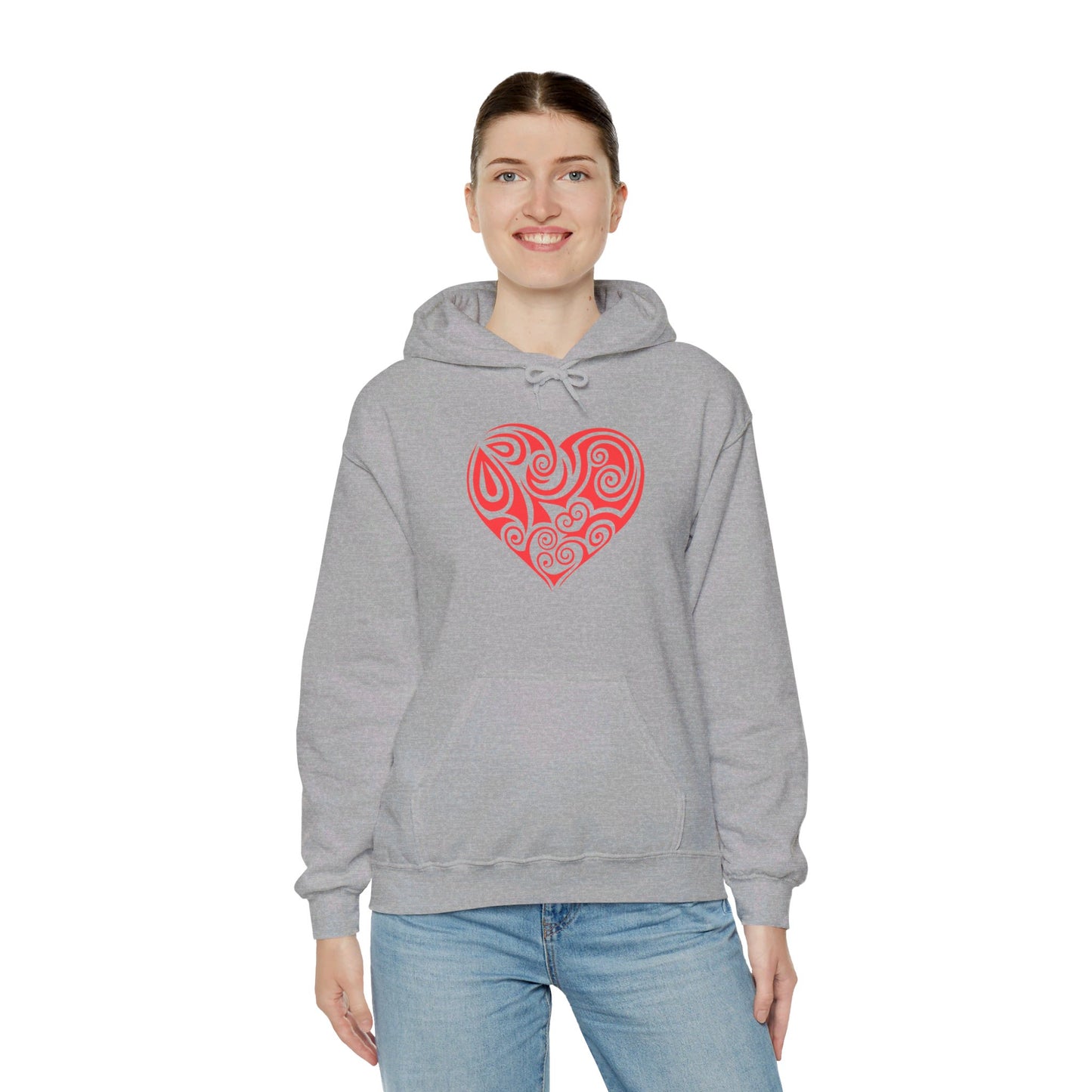 Heartfelt Love, Bold Red Heart - Hooded Sweatshirt