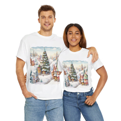 Snowy Christmas Village-16-T-Shirt