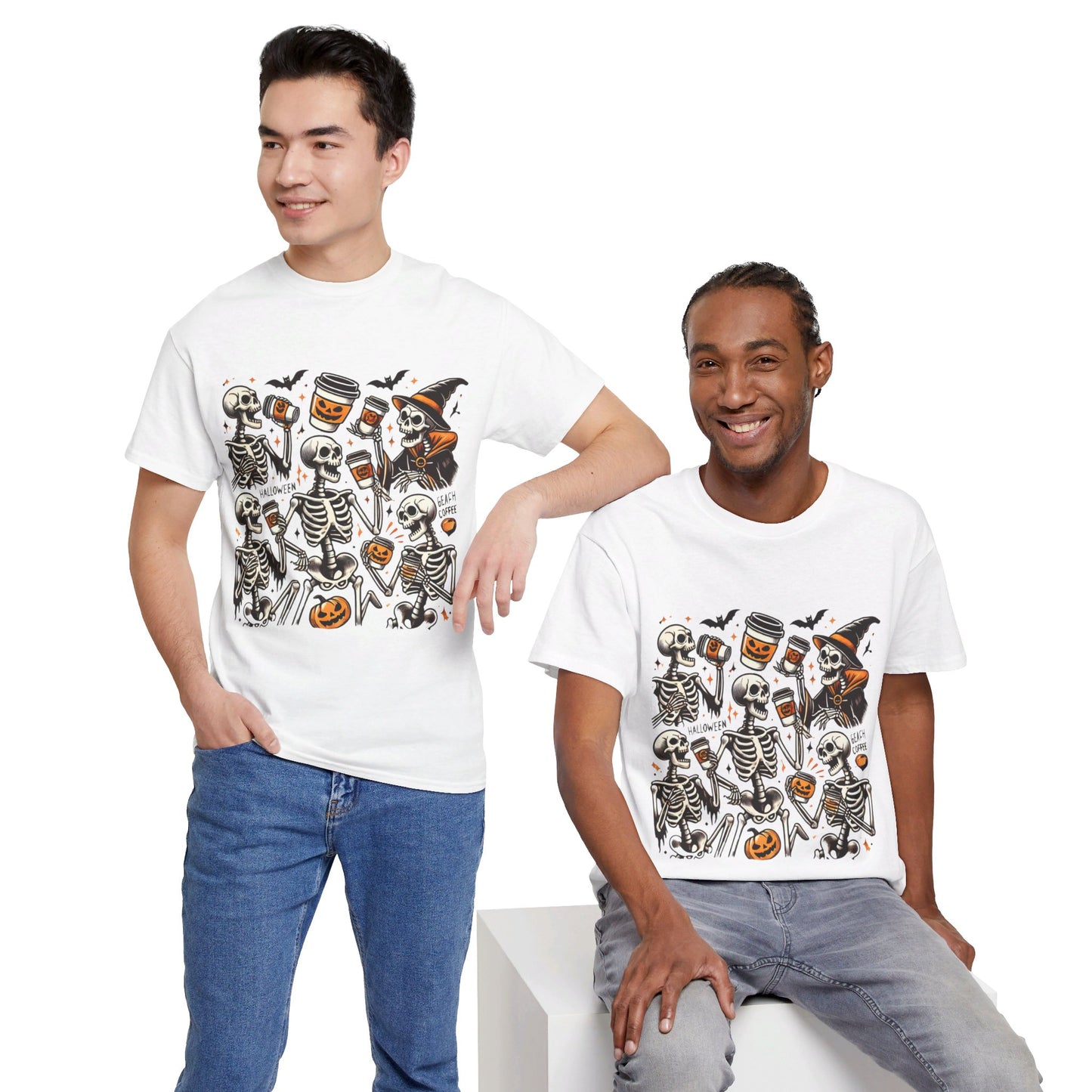 Skeletons drinking coffee - T-Shirt