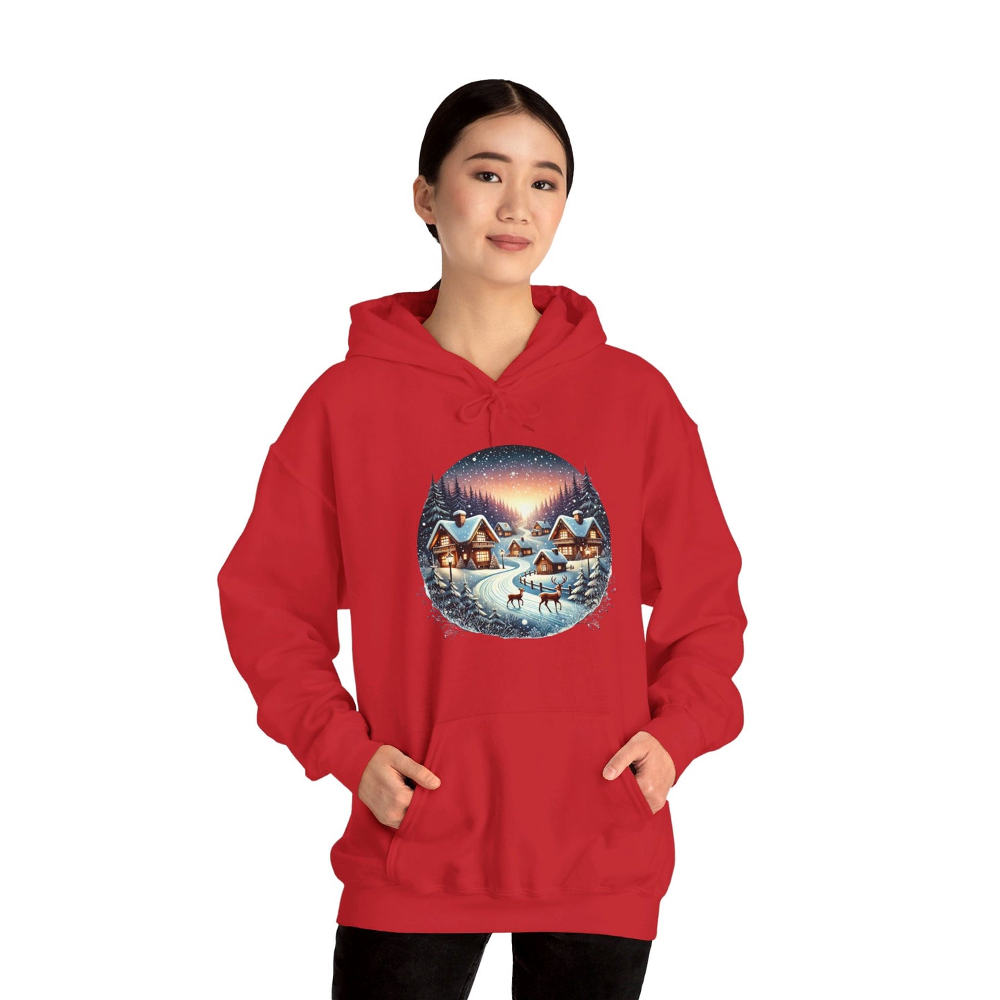 Snow Night Christmas Village - Hooded Sweatshirt