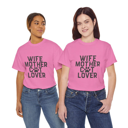 Wife, Mother, Cat lover - T-Shirt