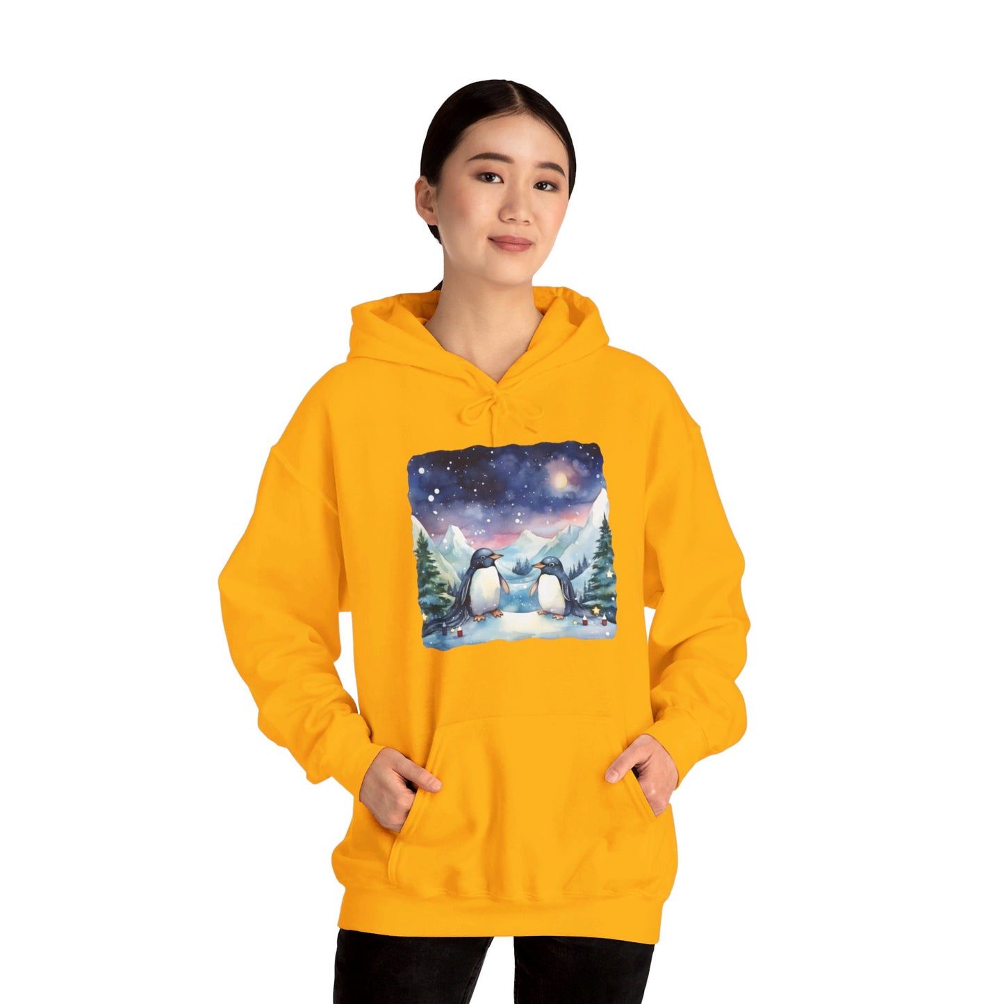 Snowy Christmas Penguins - Hooded Sweatshirt