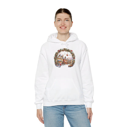 Enchanting Christmas Village Scene - Hooded Sweatshirt