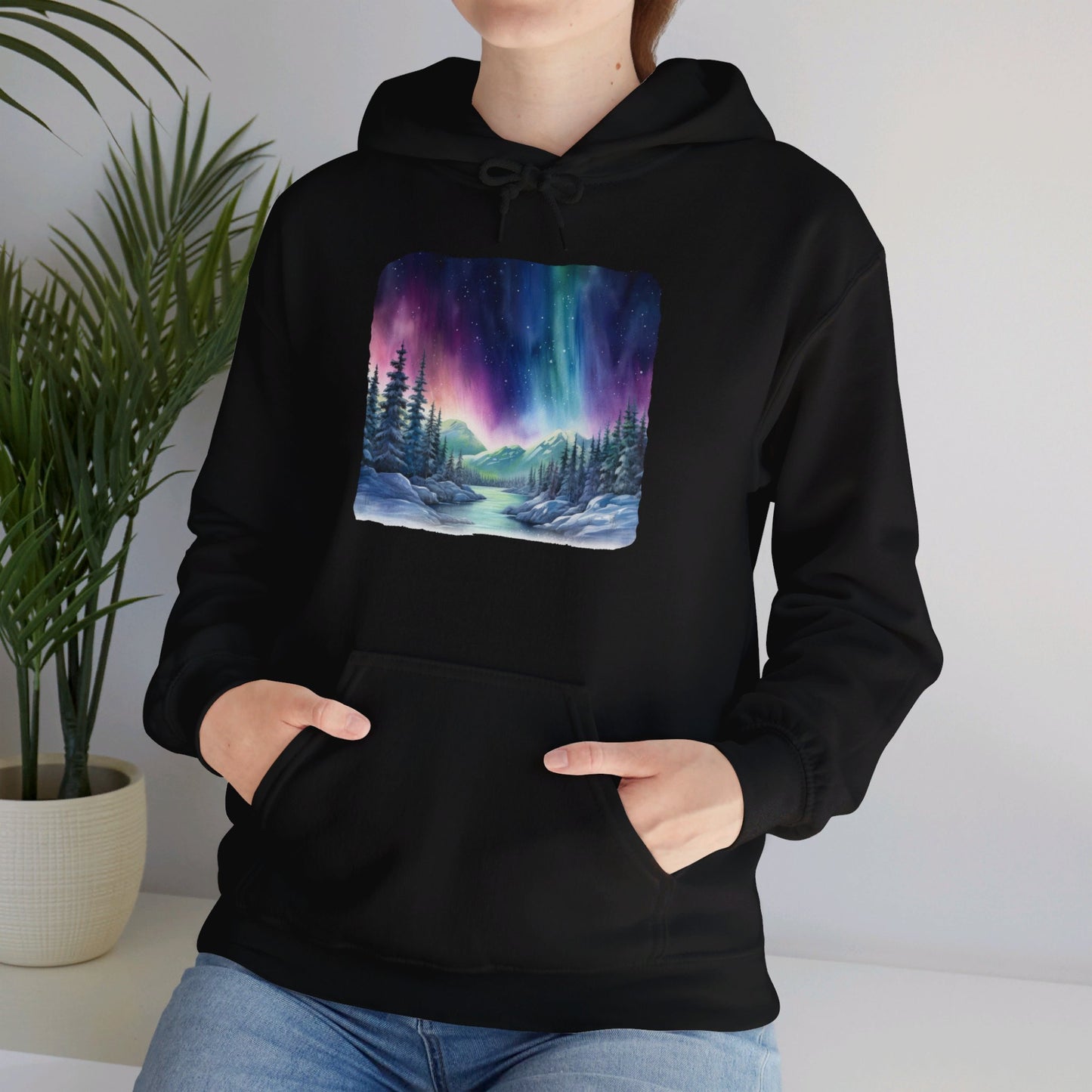 Northern Lights Watercolor - Hooded Sweatshirt