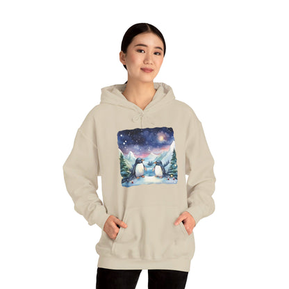 Snowy Christmas Penguins - Hooded Sweatshirt