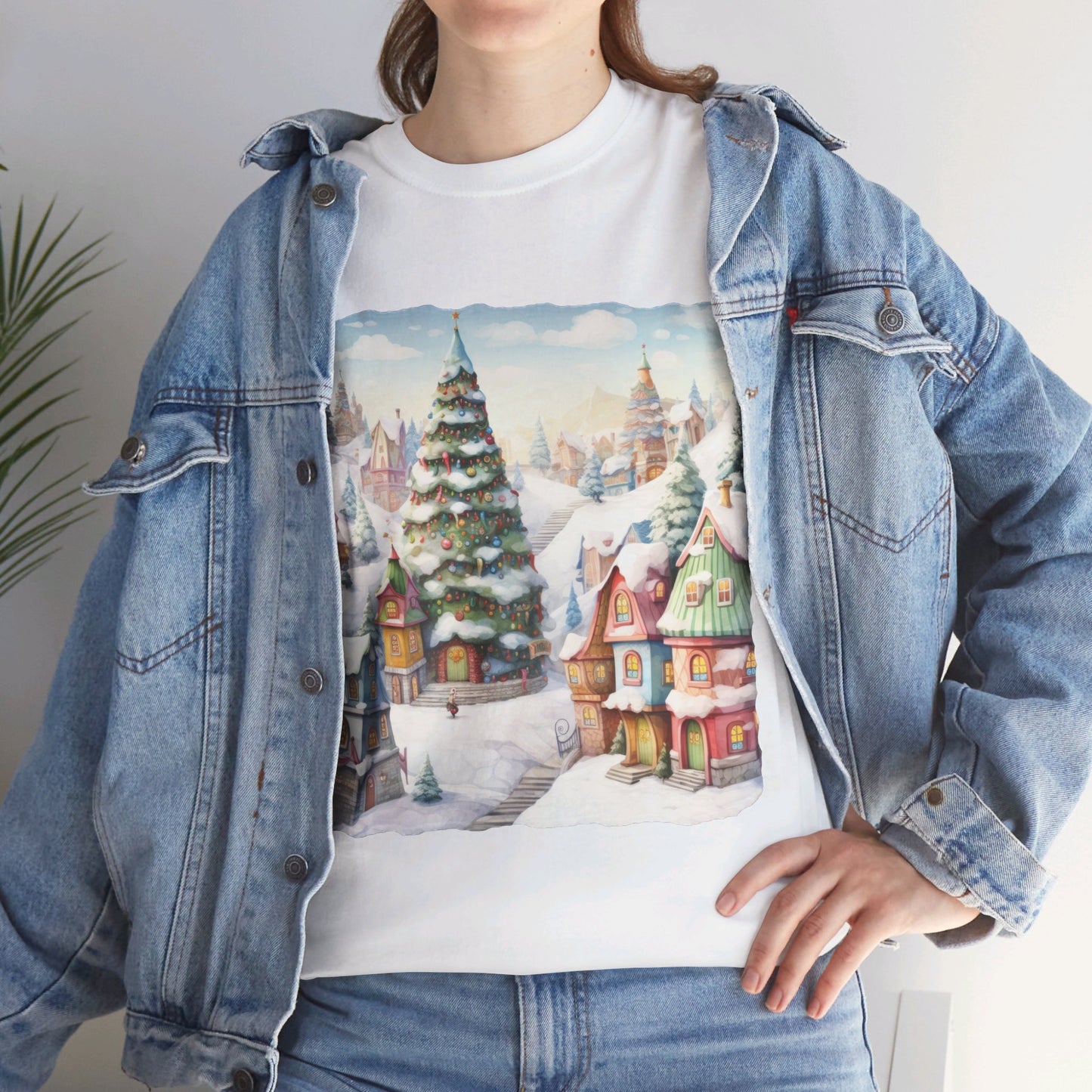 Snowy Christmas Village-16-T-Shirt