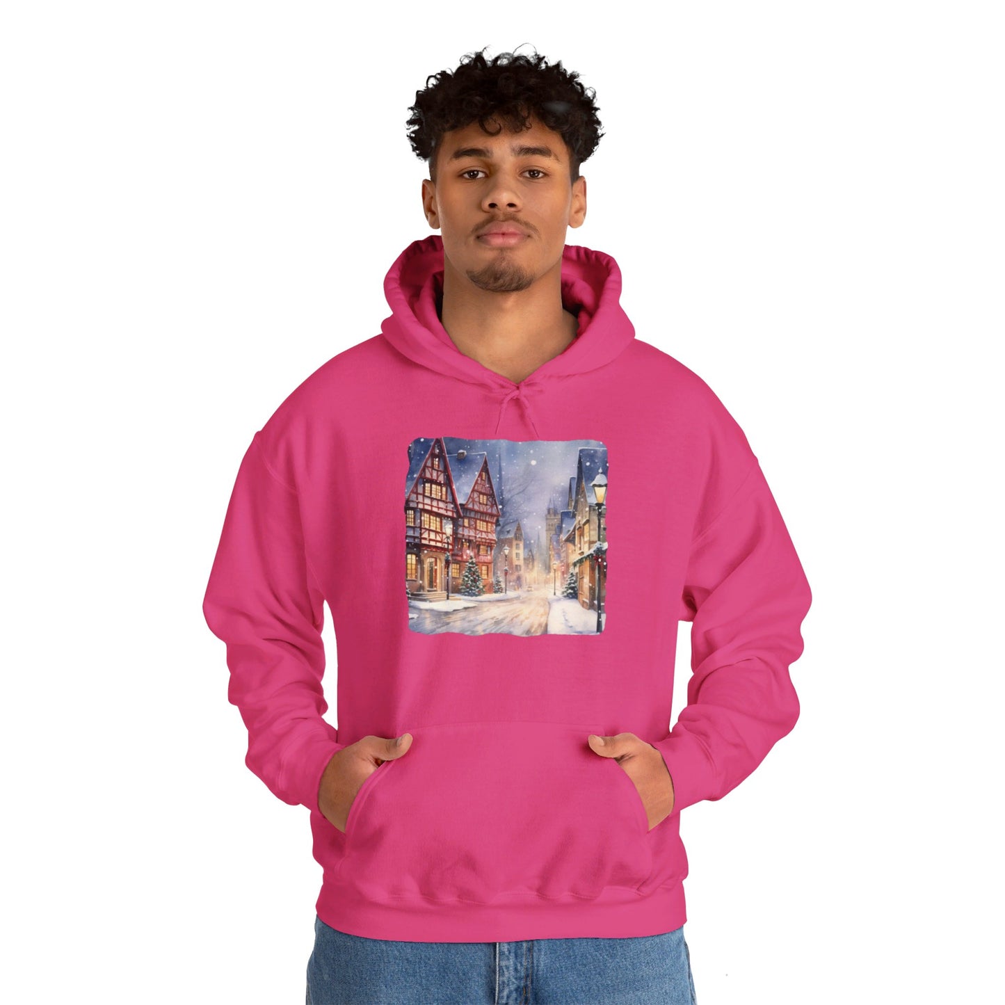 Snowy Christmas Village 13 - Hooded Sweatshirt