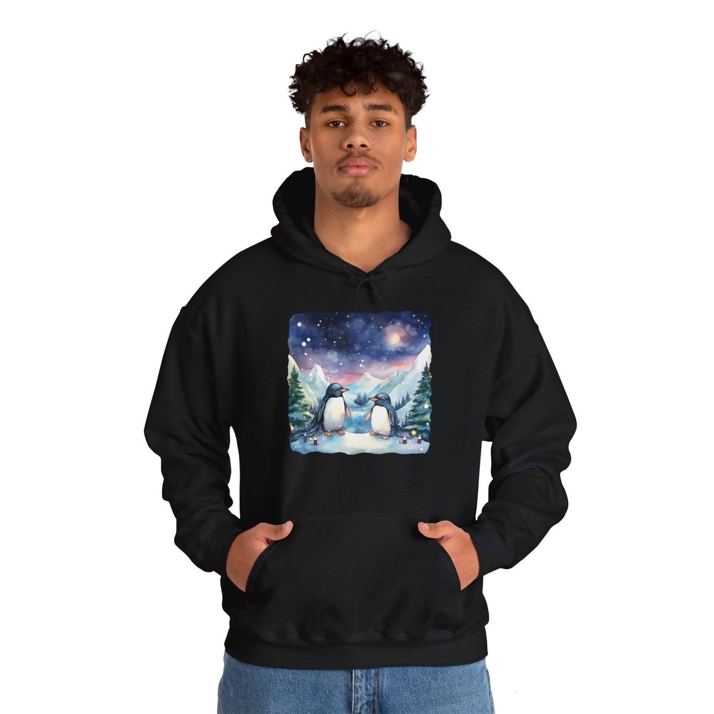 Snowy Christmas Penguins - Hooded Sweatshirt