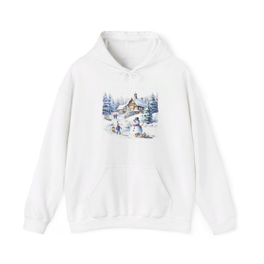 Snowman In Village 1 - Hooded Sweatshirt