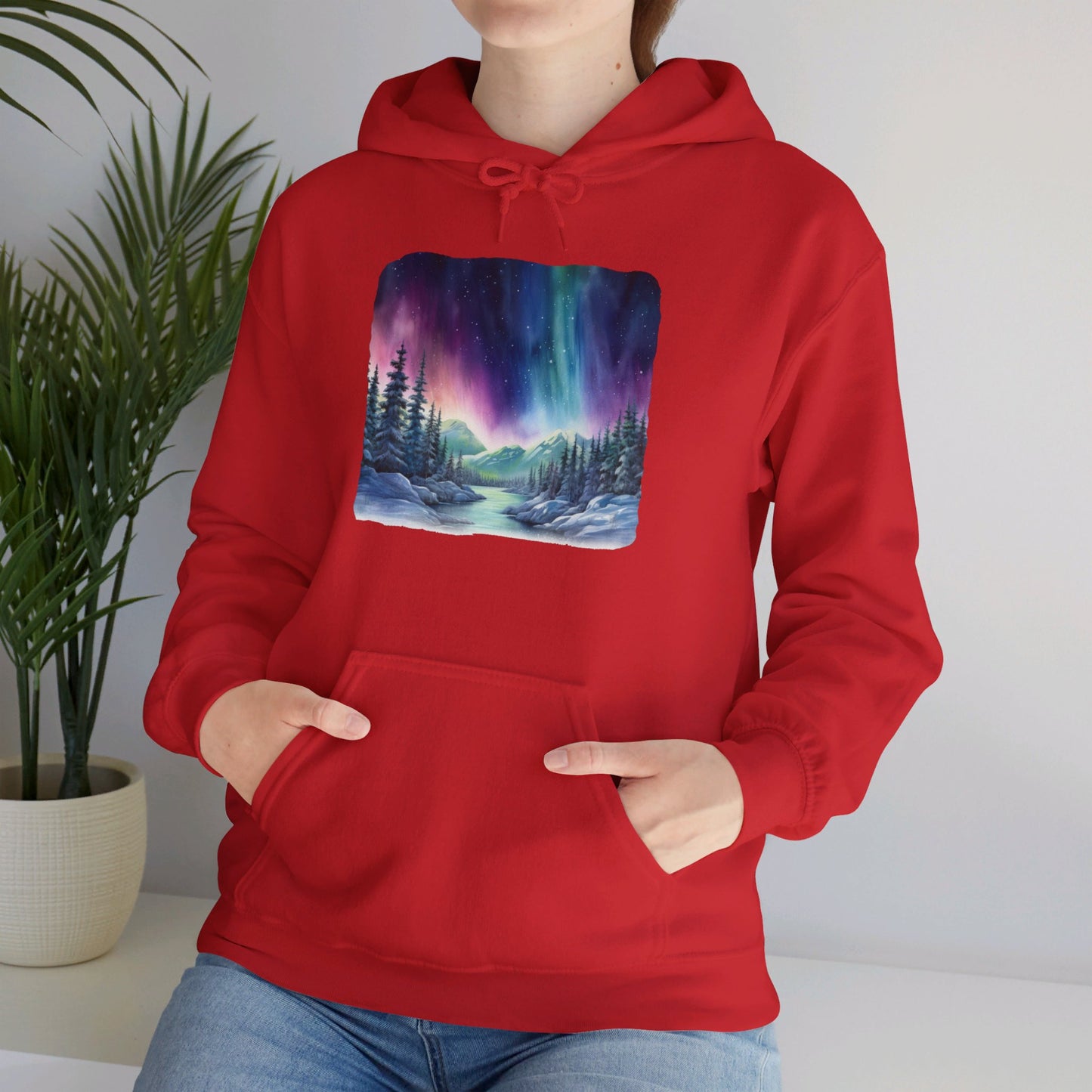 Northern Lights Watercolor - Hooded Sweatshirt