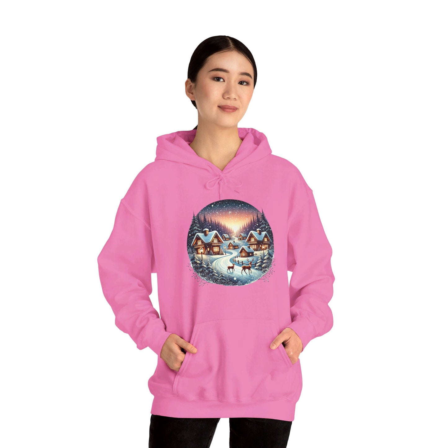 Snow Night Christmas Village - Hooded Sweatshirt