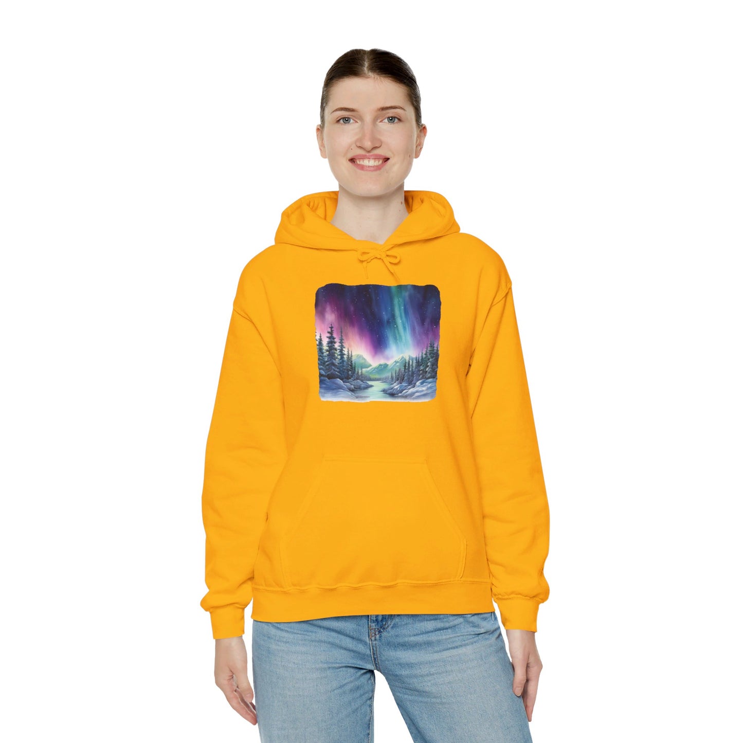 Northern Lights Watercolor - Hooded Sweatshirt