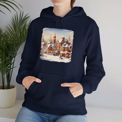 Snowy Christmas Village 12 - Hooded Sweatshirt