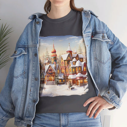 Snowy Christmas Village-12-T-Shirt