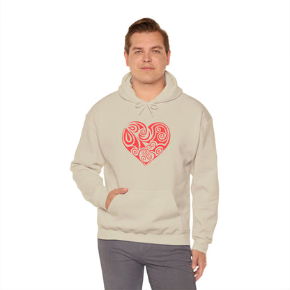 Heartfelt Love, Bold Red Heart - Hooded Sweatshirt