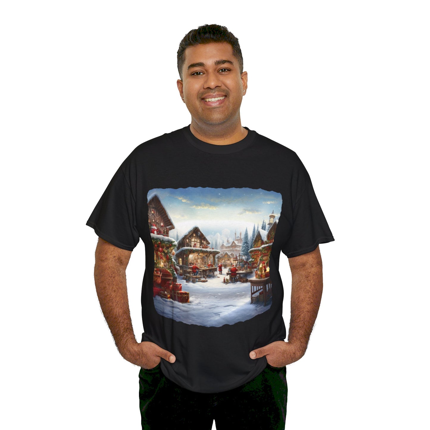 Snowy Christmas Village North Pole-T-Shirt