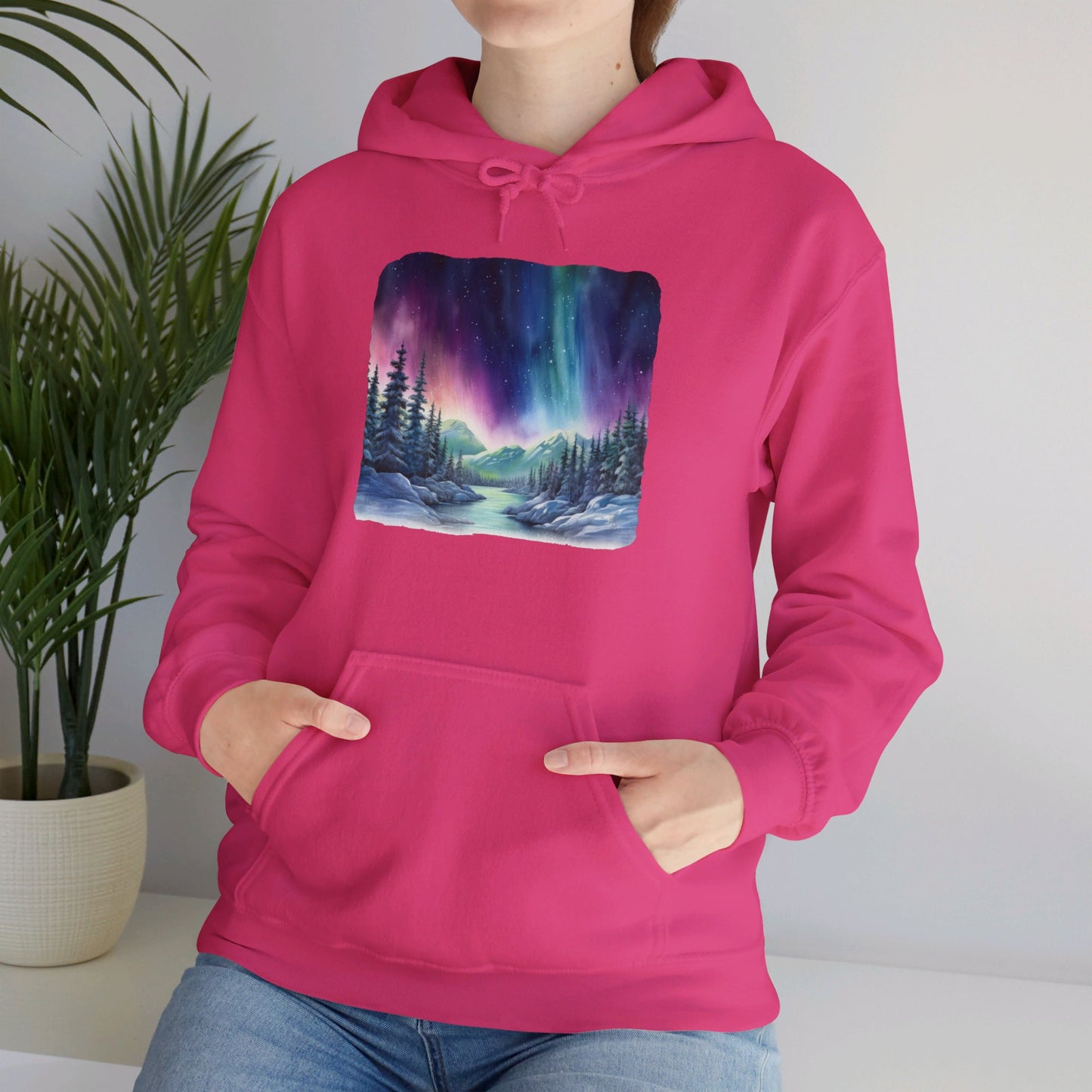 Northern Lights Watercolor - Hooded Sweatshirt