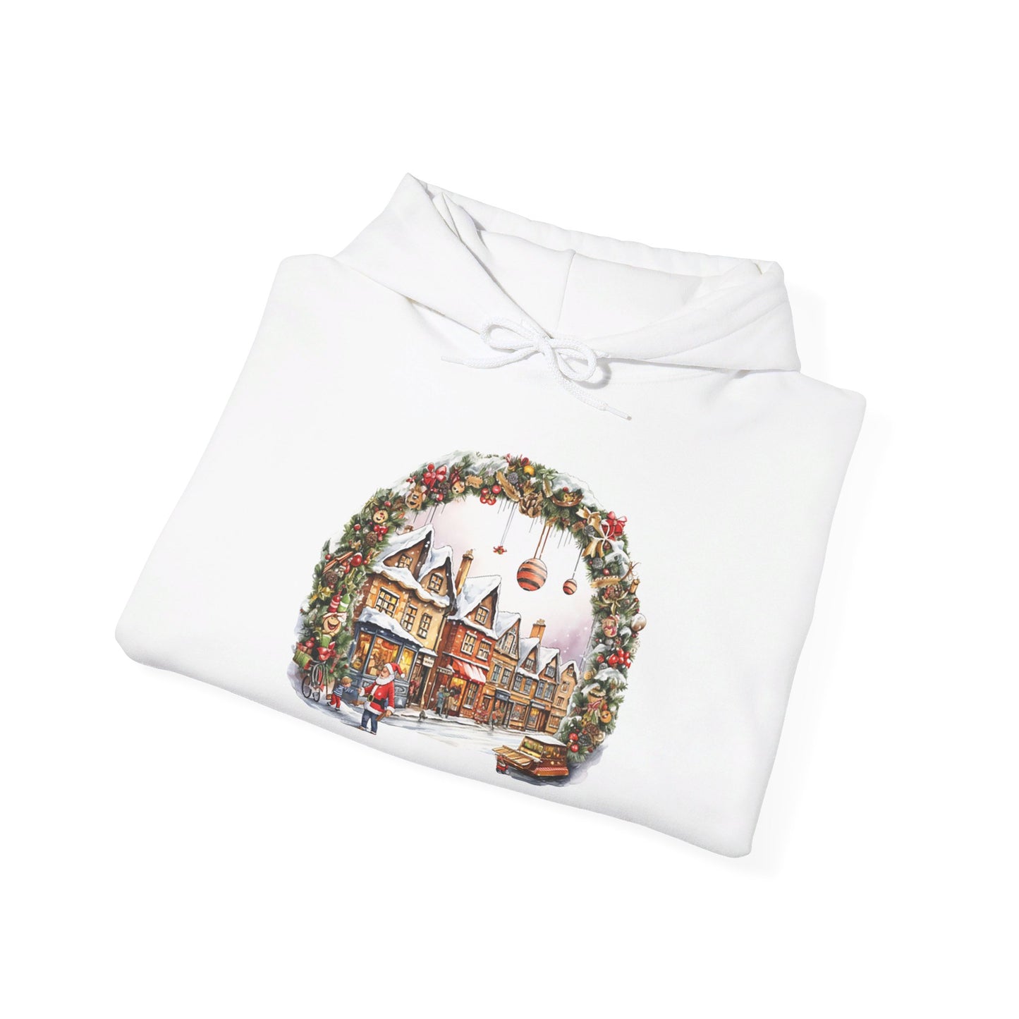 Enchanting Christmas Village Scene - Hooded Sweatshirt