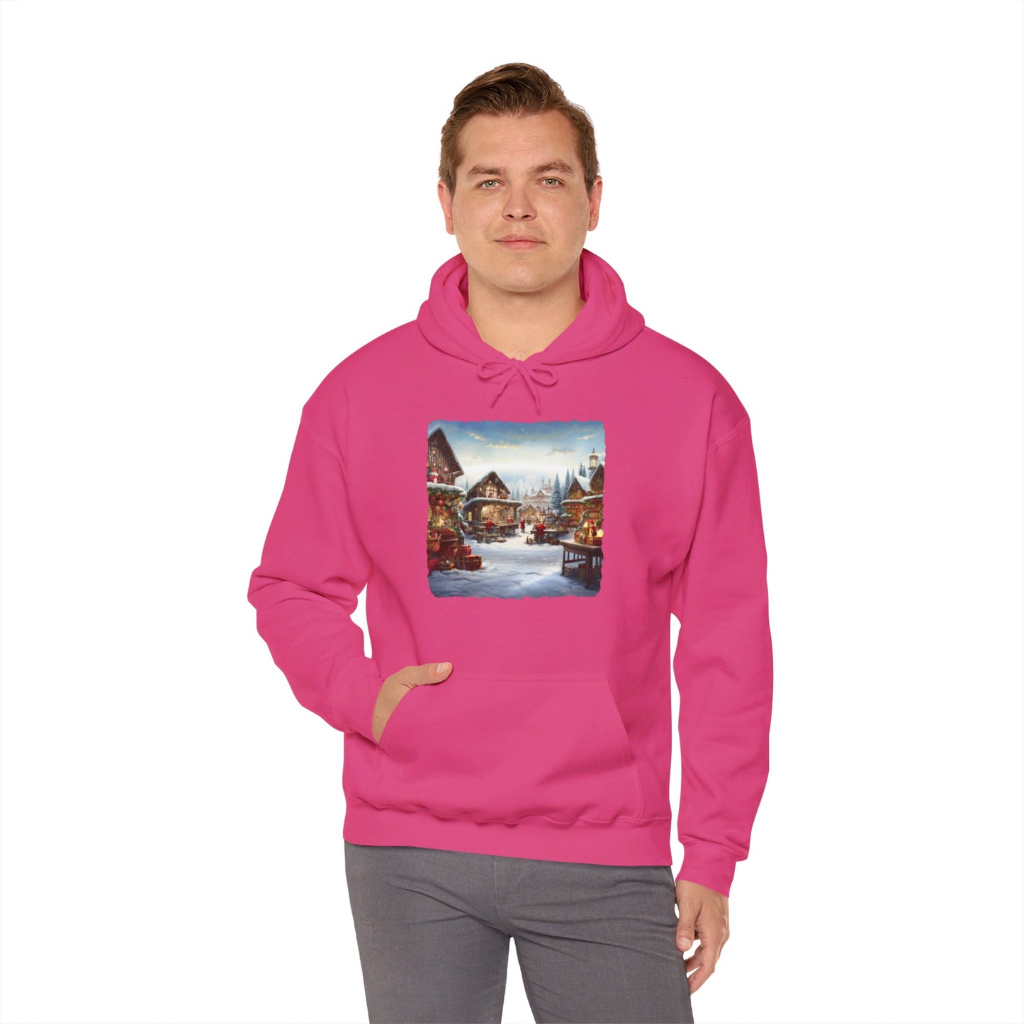 Snowy Christmas Village North Pole - Hooded Sweatshirt