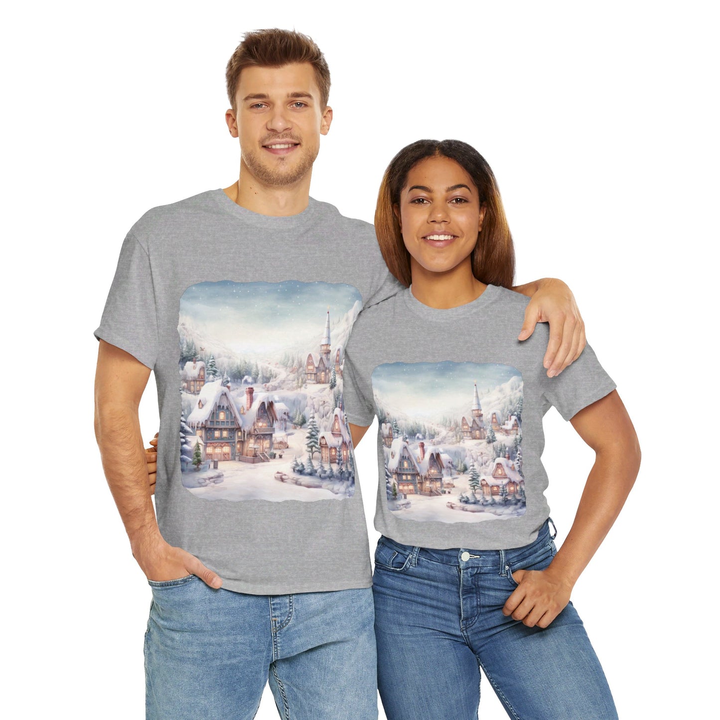 Snowy Christmas Village-T-Shirt