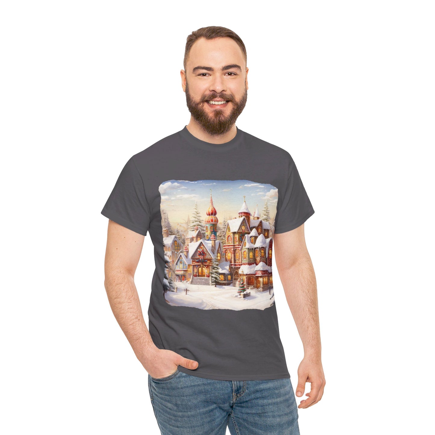 Snowy Christmas Village-12-T-Shirt