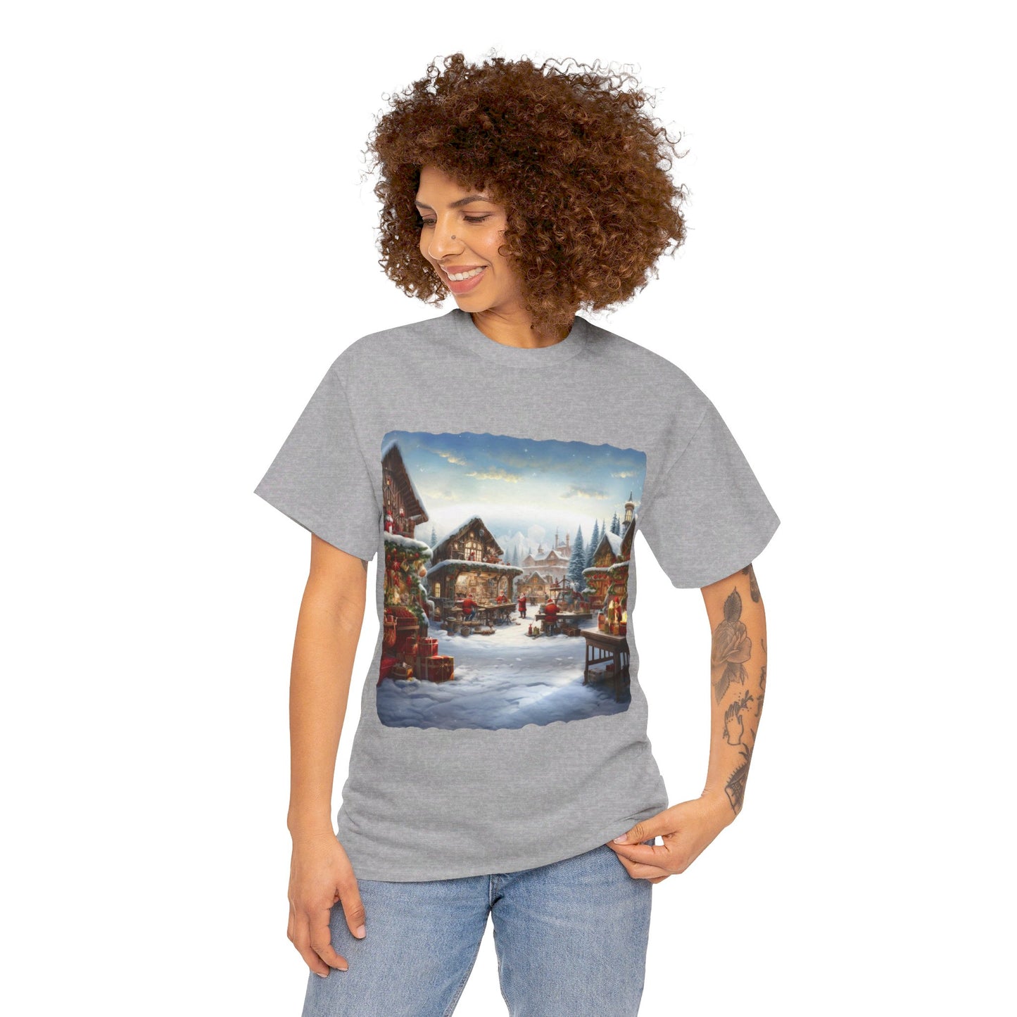 Snowy Christmas Village North Pole-T-Shirt