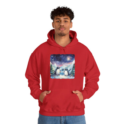 Snowy Christmas Penguins - Hooded Sweatshirt