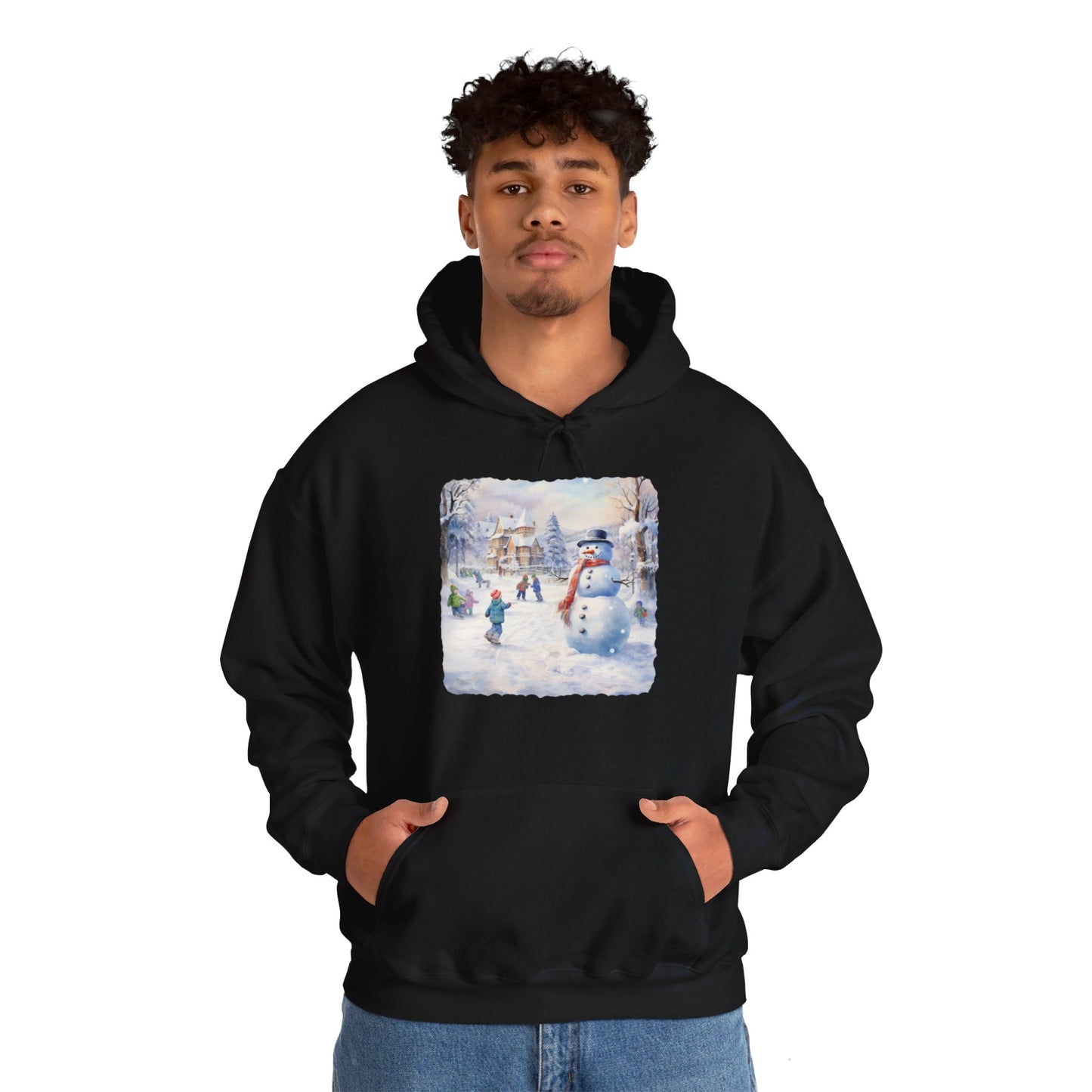 Snowman In Village 2 - Hooded Sweatshirt