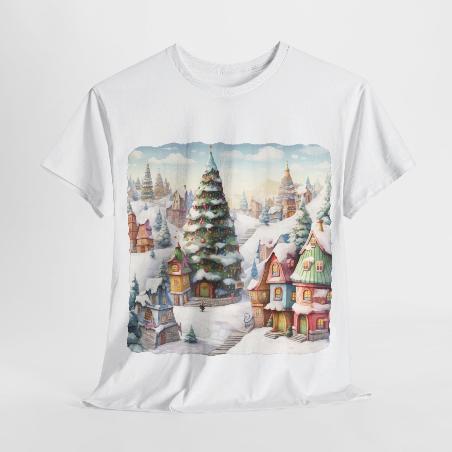 Snowy Christmas Village-16-T-Shirt