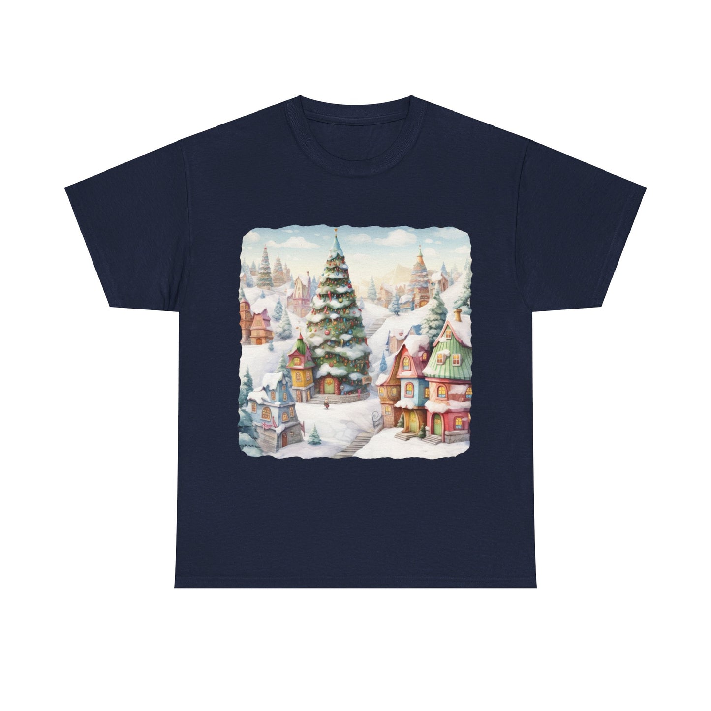 Snowy Christmas Village-16-T-Shirt