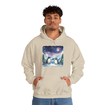 Snowy Christmas Penguins - Hooded Sweatshirt