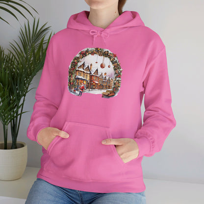 Enchanting Christmas Village Scene - Hooded Sweatshirt