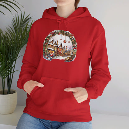 Enchanting Christmas Village Scene - Hooded Sweatshirt