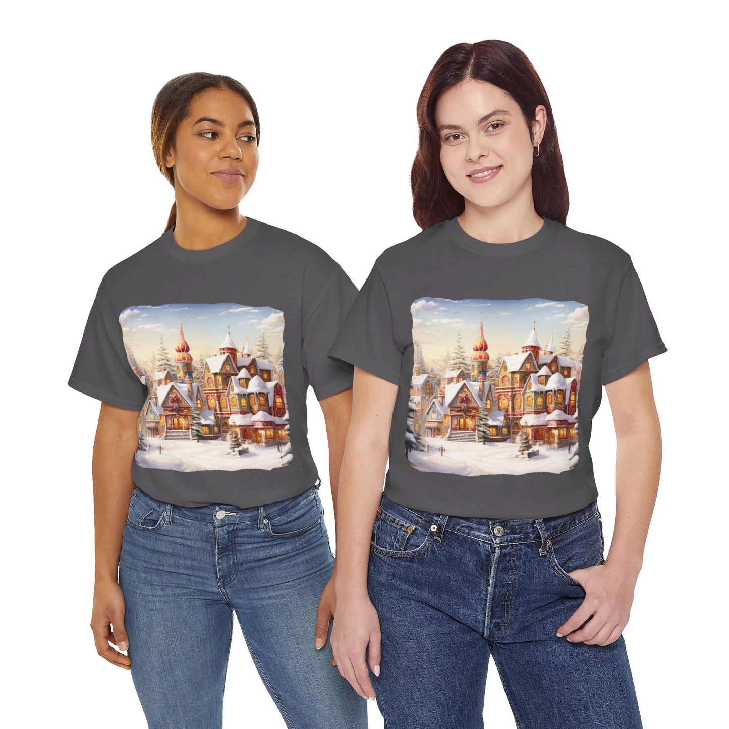 Snowy Christmas Village-12-T-Shirt