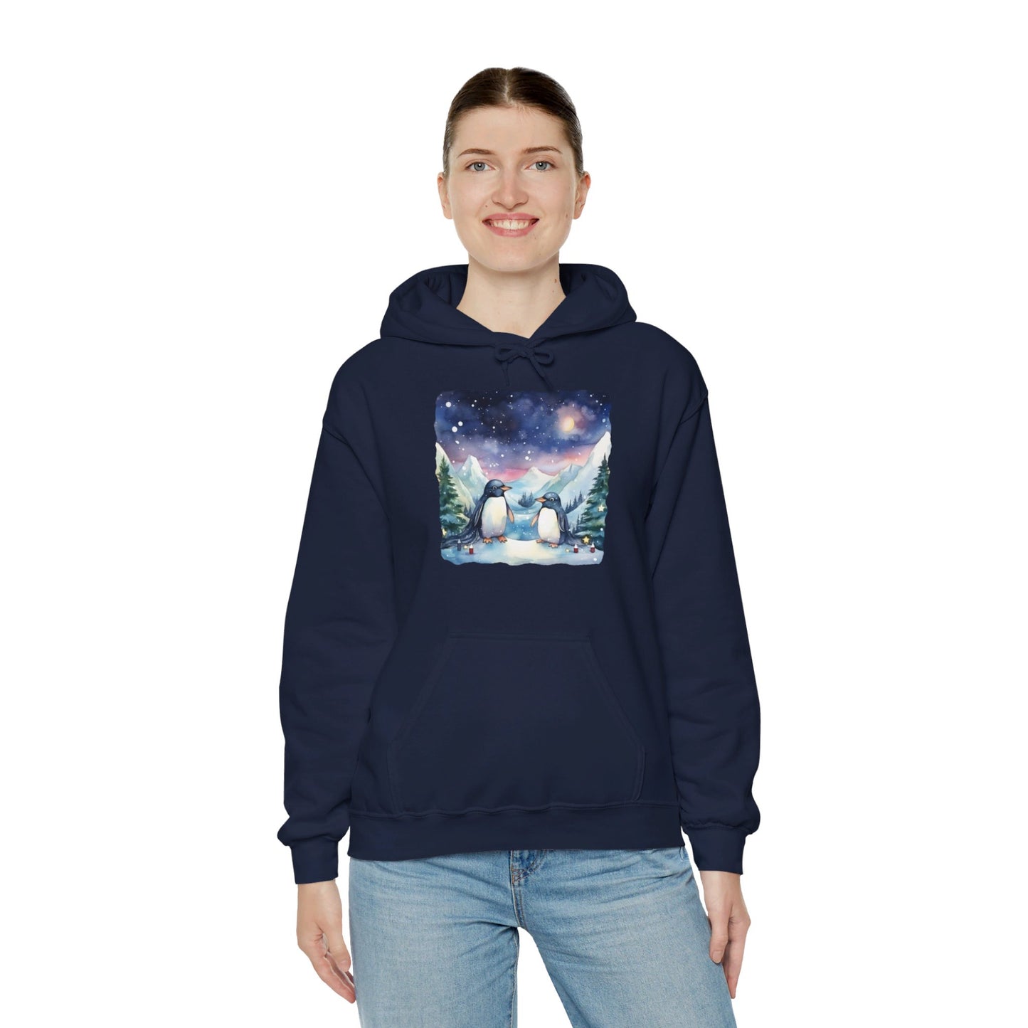 Snowy Christmas Penguins - Hooded Sweatshirt