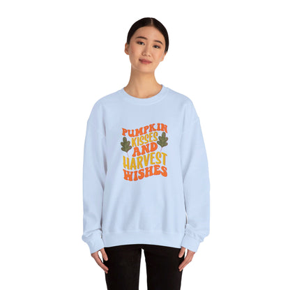 Pumpkin Kisses And Harvest Wishes - Crewneck Sweatshirt