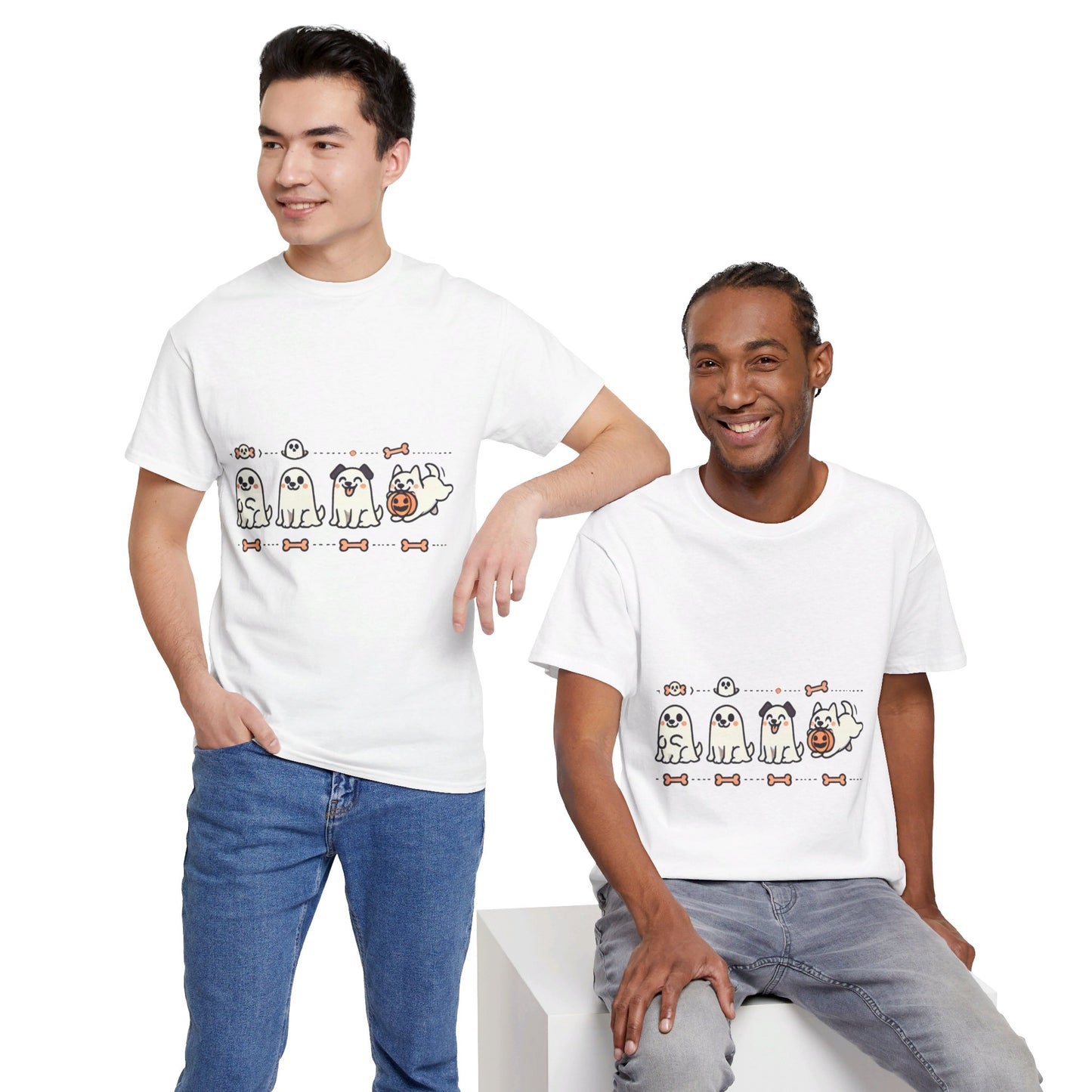 4 Friendly dog ghosts - T-Shirt