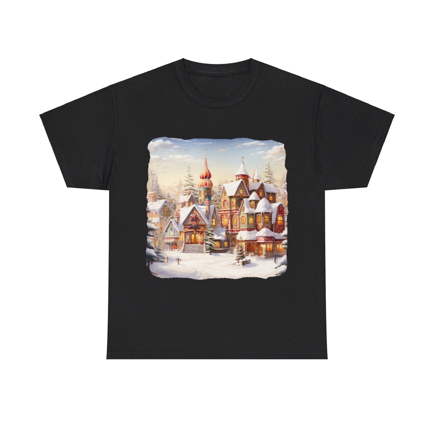 Snowy Christmas Village-12-T-Shirt