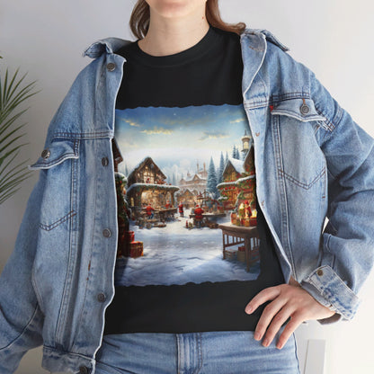 Snowy Christmas Village North Pole-T-Shirt