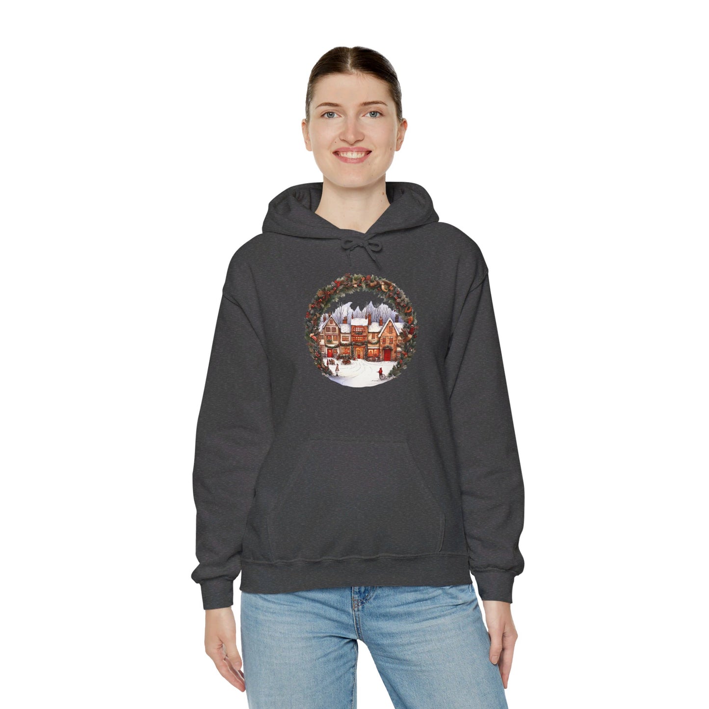 Vintage Christmas Village - Hooded Sweatshirt