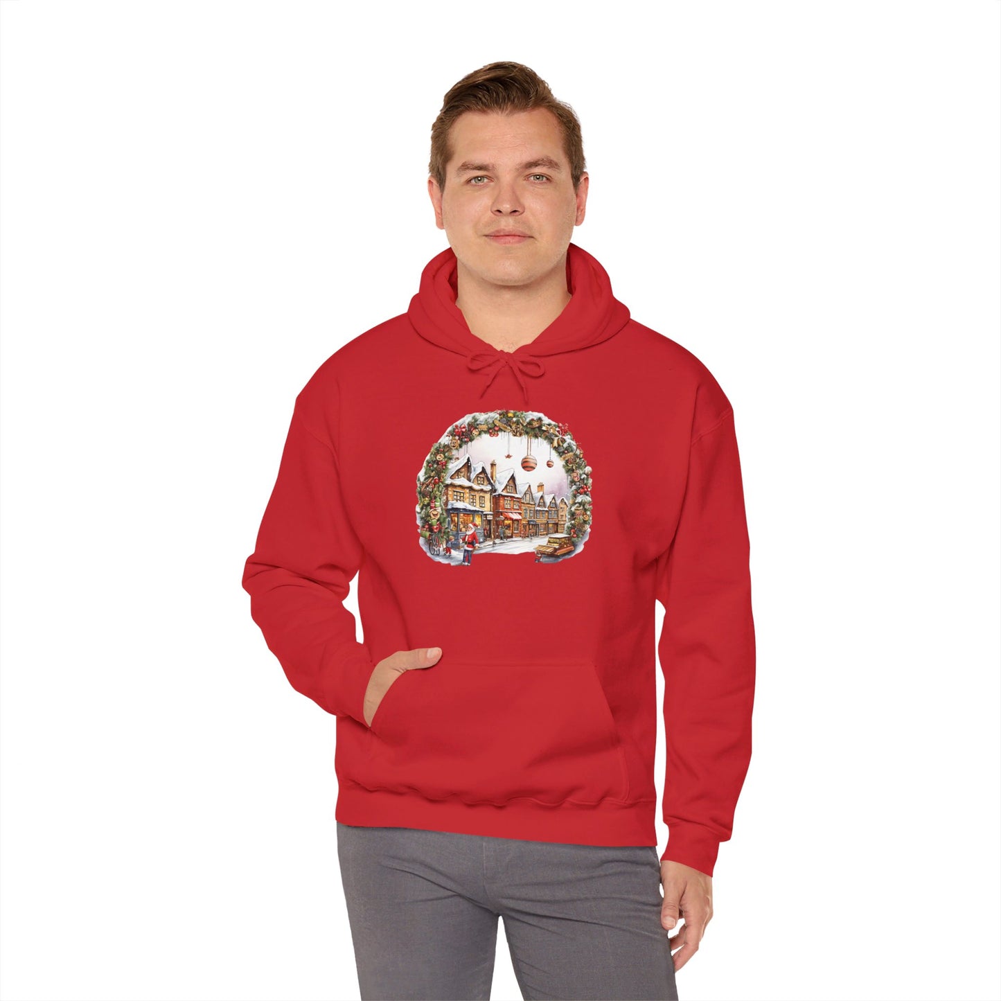 Enchanting Christmas Village Scene - Hooded Sweatshirt