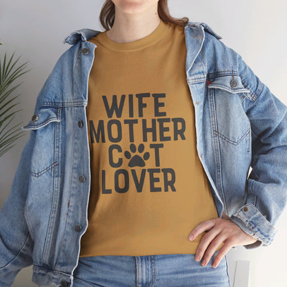 Wife, Mother, Cat lover - T-Shirt