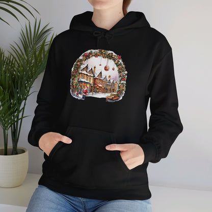 Enchanting Christmas Village Scene - Hooded Sweatshirt